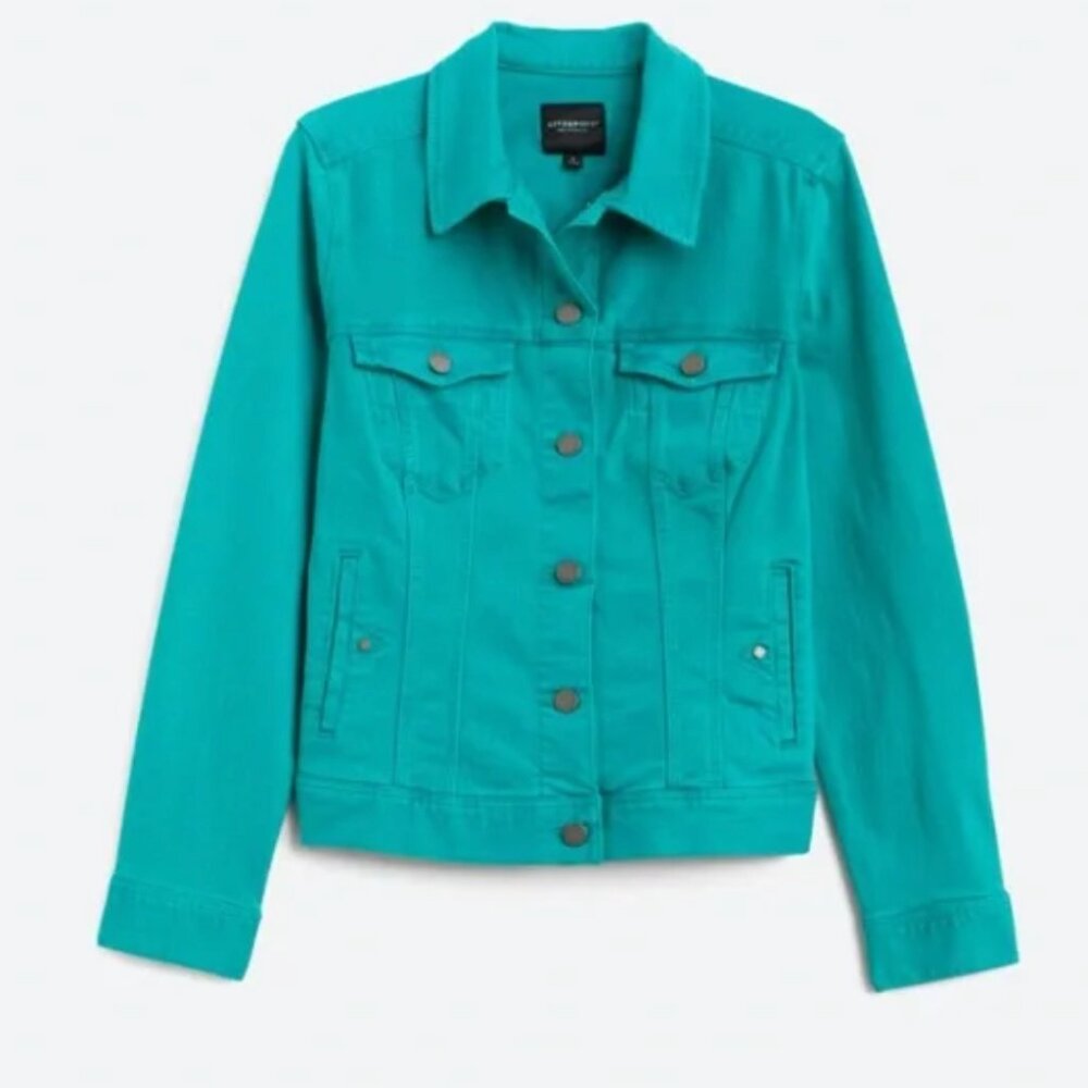 LIVERPOOL Temma Denim Jacket in Turquoise